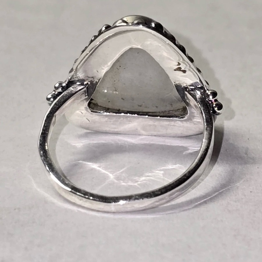 Sterling Silver Moonstone Ring Triangle Shape Gem… - image 3